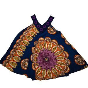 Crochet Top Medium Handkerchief Art To Wear Artsy Retro Rayon Colorful Flowy